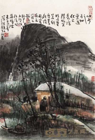 曾宓 隐居图 立轴 69×46cm